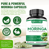 Capsules de Moringa OEM - Poudre de Moringa pure - Complément alimentaire super-alimentaire pour la santé immunitaire et intestinale, riche en antioxydants et en vitamines essentielles
