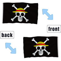 Drapeau des Pirates de One Piece Luffy 3x5ft Double Face Jolly Roger Bannière Anime pour Décoration Murale Chambre et Caverne d'Homme