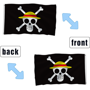 Bandiera dei Pirati <span class=keywords><strong>di</strong></span> <span class=keywords><strong>One</strong></span> <span class=keywords><strong>Piece</strong></span> con Cappello <span class=keywords><strong>di</strong></span> Paglia <span class=keywords><strong>di</strong></span> Luffy 3x5ft, Doppia Faccia, Jolly Roger, Banner Anime per Decorazione Parete Camera da Letto o Man Cave - Product Image 2