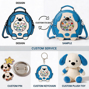 Sac bandoulière pour femme personnalisé en PU transparent avec motif animaux (Panda, Chien), porte-épingles et fermeture éclair, sangle réglable - Product Image 2