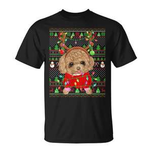 T-shirt de Noël Toy Poodle, design de pull moche, vêtements de vacances assortis pour la famille - Product Image 1