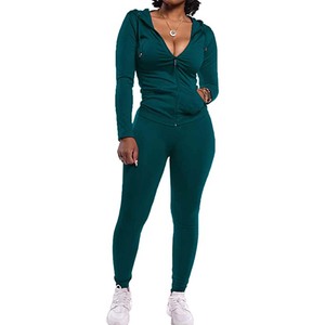 New Style <b>Women's</b> Two Piece Tracksuit Set Long Sleeve Zipper Hoodie <b>Jacket</b> with Sweatpants Sweatsuit Workout Set Customized OEM - Product Image 3