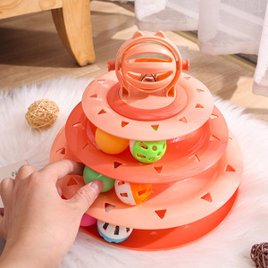 Cat Spinner Toy Four Tiered <b>Track</b> With <b>Balls</b> Self Entertaining Pet Interactive Play For Cats PP Material - Product Image 4