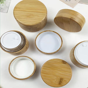 Boîte à cosmétiques ronde en bambou, bouteille d'huile de crème en bois faite à la main, bouteille en verre de soins de la <span class=keywords><strong>peau</strong></span>, boîte en bambou - Product Image 6