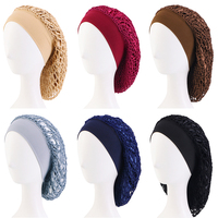 Filet à cheveux en résille, bonnet de nuit en satin à large bande, snood en crochet pour femmes