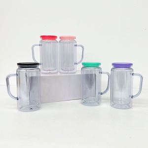 12oz 16oz Pre Drilled <b>Double</b> <b>Wall</b> Snow Globe Glitter Plastic Acrylic Soda Can Cup <b>Mug</b> Tumbler for UV DTF Wraps - Product Image 4