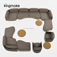 Canapé modulaire moderne de luxe, imperméable, en teck, ensemble de salon de jardin pour hôtel, patio et balcon, meubles d'extérieur