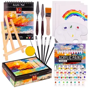 Kit de couleurs aquarelle haletante de 12ml pour fournitures de bricolage pour enfants 24 couleurs non toxiques, ensemble de peinture acrylique d'artiste imperméable à l'eau
