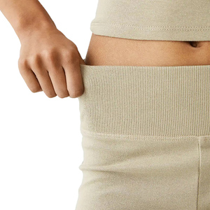 Pantalon évasé taille haute pour femmes élégant multicolore doux coton toile été en vrac en gros plat avant Flare taille élastique - Product Image 6