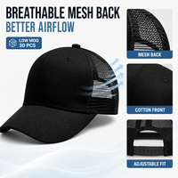 Ademend outdoor 6-panel mesh petje met katoenen voorkant, verstelbare gebogen klep, zonbescherming, op maat gemaakte pet