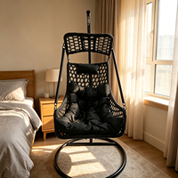Fauteuil suspendu œuf en rotin tressé, moderne, confortable et durable, avec coussin imperméable, pour salon, en métal, vente en gros