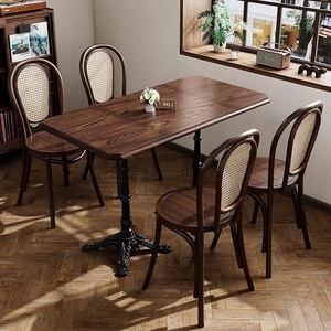 Juego de Mesa y Sillas para Cafetería y <span class=keywords><strong>Restaurante</strong></span>, Estilo Retro Americano y Francés, Madera Sólida, Personalizable, Uso Comercial para Panaderías - Product Image 4