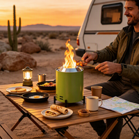 Chauffe-terrasse portable à granulés de bois en acier inoxydable à double combustible pour le camping