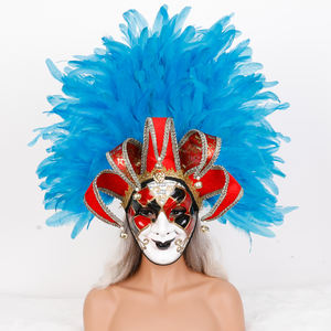 Máscara <span class=keywords><strong>de</strong></span> plumas suaves para fiesta <span class=keywords><strong>de</strong></span> Navidad, máscara dramática <span class=keywords><strong>de</strong></span> cara completa para actuaciones en escenario, Halloween, carnaval, disfraces y cosplay - Product Image 4