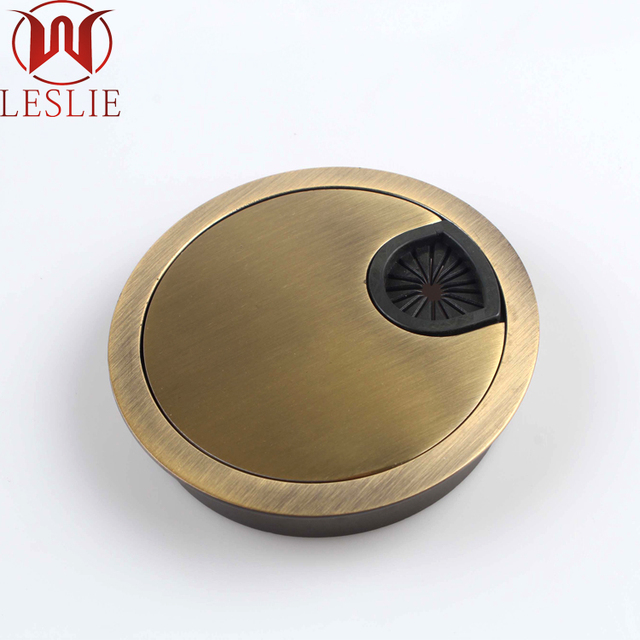 LESLIE DF-8180 Modern Round Zinc Alloy Chrome 80mm Waterproof Durable Desk Cable Grommet for Home Office