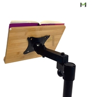 Support de lecture de bureau Support de livre en bambou avec poteau en alliage d'aluminium avec clips de page robustes