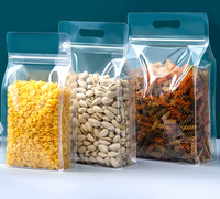 Sacs refermables à poignée transparente, fond carré, huit soufflets latéraux, recyclables, réutilisables, de qualité alimentaire, pour le stockage de denrées sèches, de noix, de céréales et de collations
