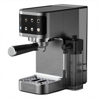 Machine à café électrique italienne semi-automatique en acier inoxydable avec écran LCD, pour usage domestique, petite machine à expresso avec mousseur à lait vapeur, 3-5 tasses