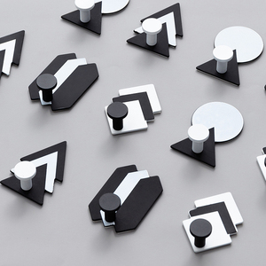 Appendiabiti Geometrico Moderno Minimalista in Ferro Battuto Bianco e Nero, Gancio <span class=keywords><strong>da</strong></span> Parete, Accessori per la Camera, Creativo Portachiavi - Product Image 6