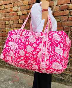 Sac de voyage matelassé en coton, fait main, élégant, grande capacité, léger, durable, pour les voyages de week-end, la salle de sport ou l'usage quotidien - Product Image 6