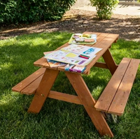 Easy — Table et banc de pique-nique de jardin pour enfants, ensemble de Table d'extérieur en bois, décoration de jardin moderne, meubles portables, pique-nique de Camping