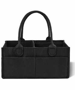 Organisateur de couches, panier de rangement en feutre, boîte de rangement en feutre avec poche zippée - Product Image 1