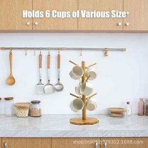 Wooden <b>Tree</b> Shaped <b>Mug</b> Holder 4in Wide 3 Tier Space Saving Desktop Organizer For Cup Storage - Product Image 5