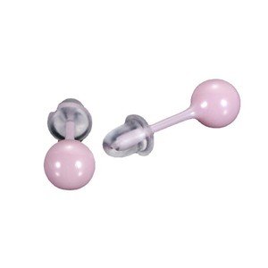 Ceramic Stud Earrings 8mm <b>Round</b> Ball Shape Pink Color Stainless Steel <b>Post</b> Fashionable Minimalist Design Student Friendly - Product Image 5