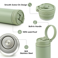 Bouteille isotherme en acier inoxydable 304 sans BPA de 18 oz, à double paroi, avec couvercle à paille anti-fuite, vente en gros