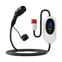 Chargeur EV portable 11kW 22kW triphasé Type 2 EVSE avec écran LED, courant réglable, charge à temporisation, prise CEE, direct usine