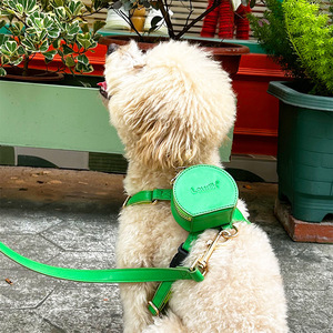 Customized Elegant Waterproof Soft Leather Dog Harness With Storage Backpack And Leash Set For Outdoor Walking