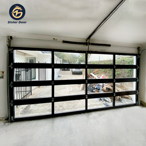 Porte de garage en aluminium trempé à vue panoramique 16x8 Porte de garage automatique à panneau en verre miroir - Product Image 4