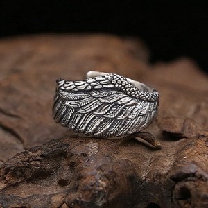 Anello F438 con Ali Placcato Argento, Anello Unisex Vintage alla Moda, Gioiello Regalo - Product Image 2