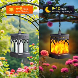 <span class=keywords><strong>KOOPER</strong></span> Lot de 4 lanternes solaires - Étanches, effet flamme vacillante, modes constants, à suspendre, décoration de jardin extérieur, source lumineuse LED, ABS - Product Image 5