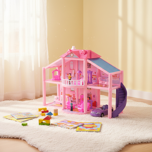 Giocare divertimento di plastica villa mobili fai da te per bambini giocattolo casa di bambola - Product Image 4