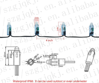 Pixels à résistance WS2811 12V avec fils noirs de calibre 18, espacés de 4 pouces, avec extrémités Xconnect, en cordons de 50 pixels
