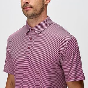 Polo de Golf a rayas de manga corta para hombre, que absorbe la humedad, ajuste de rendimiento, decoración de botones, Material de tela - Product Image 5