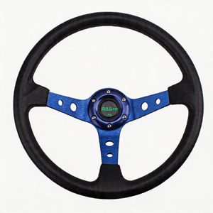 Volant de course universel Dhsmt Original 14 350mm en aluminium PU à 3 branches profondes pour karting et drift, avec poignée de 30mm - Product Image 3