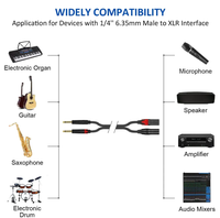 2 RCA mâle à 2 XLR 3 broches mâle câble Audio stéréo 2rca à 2XLR double 24K plaqué or câble Audio HiFi 4N fil OFC