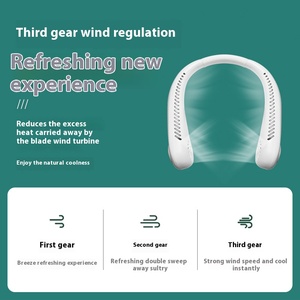 NUEVO Ventilador de cuello portátil perezoso Enfriador de aire Ventilador de cuello colgante de viento grande de mano con ventilador de recarga USB con logotipo - Product Image 4