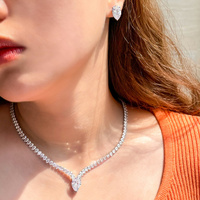 Ensemble de bijoux de soirée en zircon cubique blanc brillant pour femmes, collection de mariage tendance, accessoires pour mariée