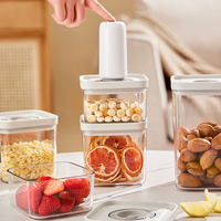 Ensemble de 6 récipients alimentaires multifonctionnels sous vide pour cuisine, en PET, avec bocaux et pots en plastique avec couvercles
