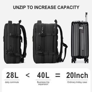 Sac à dos de voyage pour ordinateur portable, grand, extensible, imperméable, avec chargement USB, personnalisable avec logo, pour hommes et femmes - Product Image 3