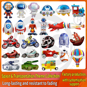 Ensemble de ballons en feuille Mylar BLN : Véhicules spatiaux, Astronaute, Fusée, Ovni, Moto, Voiture de course – Décoration de fête - Product Image 1