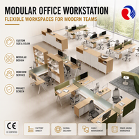 Poste de travail de bureau moderne pour 4 personnes, mobilier commercial, cloisons de bureau en verre pliables pour entrepôt et cuisine