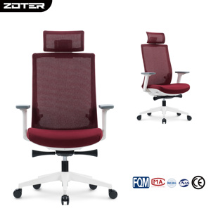 <span class=keywords><strong>Silla</strong></span> de Oficina en Malla Color Vino Tinto <span class=keywords><strong>con</strong></span> Marco Blanco, Apoyabrazos 4D Estéticos 123 °   <span class=keywords><strong>Silla</strong></span> Ergonómica Giratoria Reclinable para Estudio y Trabajo - Product Image 1