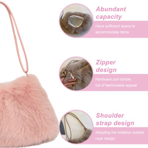 Borsa a Spalla da Donna Autunno Inverno alla Moda in Morbida Pelliccia Sintetica di Visone con Chiusura a Cerniera Capacità 1-3L - Product Image 2