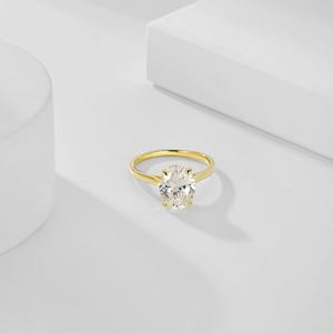 Anillo de Compromiso de Diamantes de Forma Ovalada con Circonita Cúbica 8A Chapado en Plata de Ley 925 de Joyería Fina de Lujo Dylam - Product Image 5