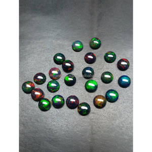 Ópalo Negro Etíope Natural de Alta Calidad de 6 mm, Cabujón de Gema con Fuego Azul, Certificado por Terceros para la Fabricación de Joyas al por Mayor - Product Image 1
