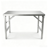 Table de travail pliante industrielle robuste en acier inoxydable 304 201 à 1 niveau pour cuisine commerciale, portable, pour la préparation des aliments